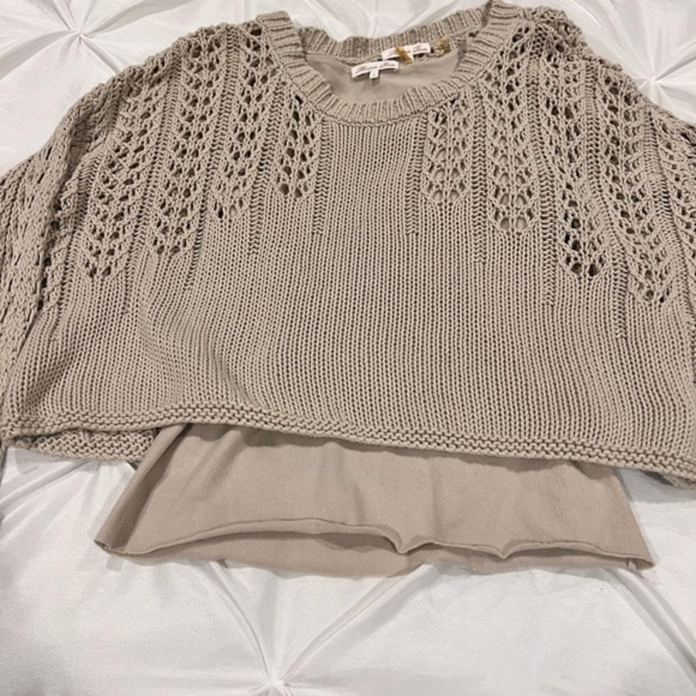 MINNIE ROSE Women's Beige Knit Sweater SIZE XS
